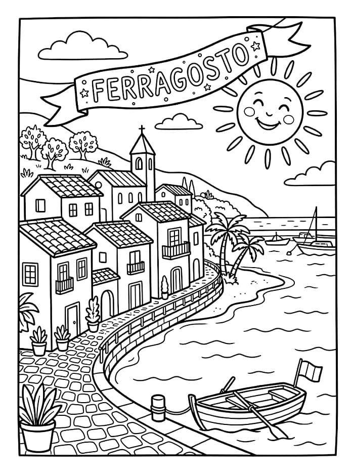 Borgo Marino di Ferragosto da colorare