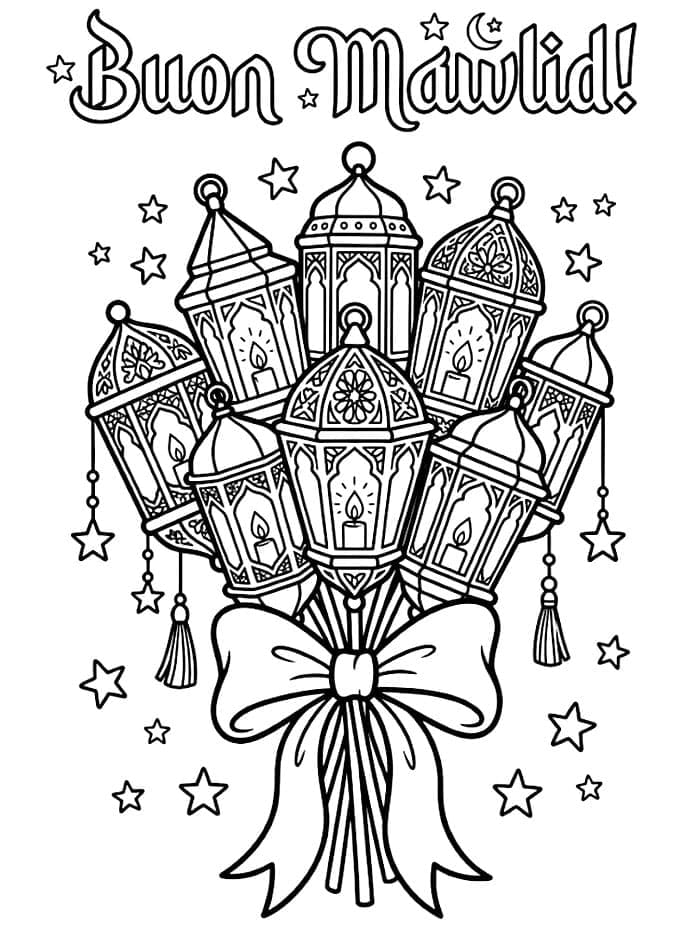 Bouquet di Lanterne del Mawlid da colorare