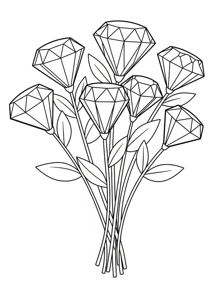 Bouquet di diamanti da colorare