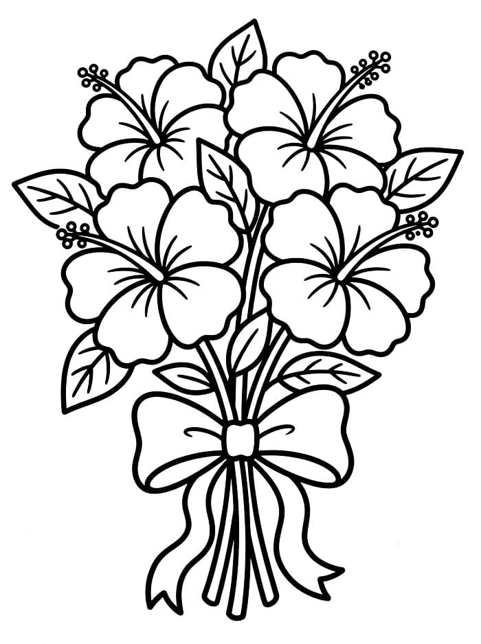 Bouquet di ibisco con nastro da colorare