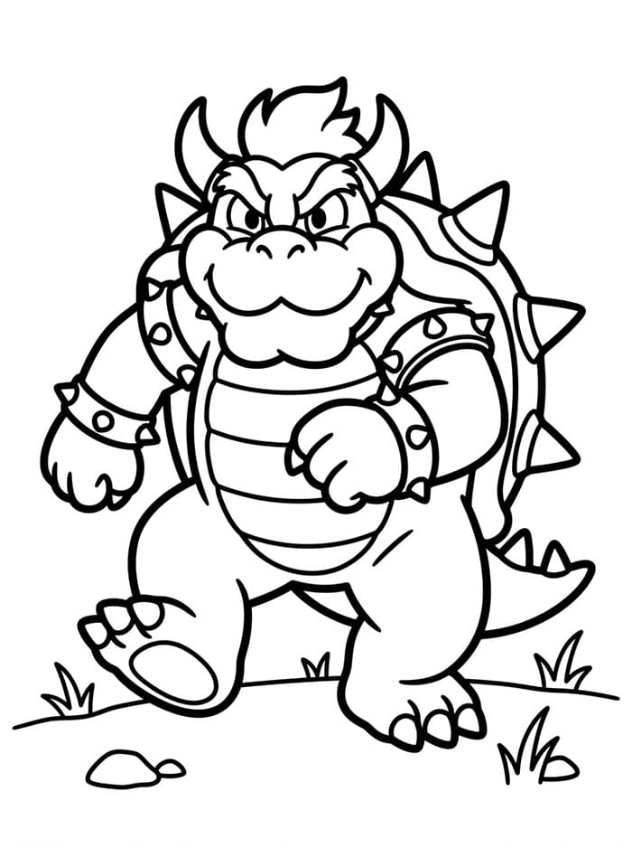 Bowser che cammina in avanti da colorare