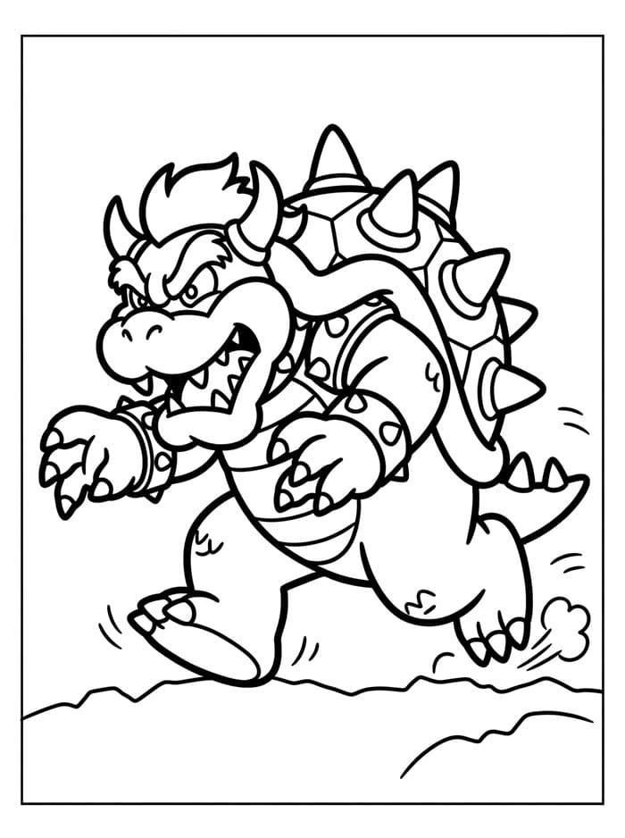 Bowser che carica in avanti da colorare