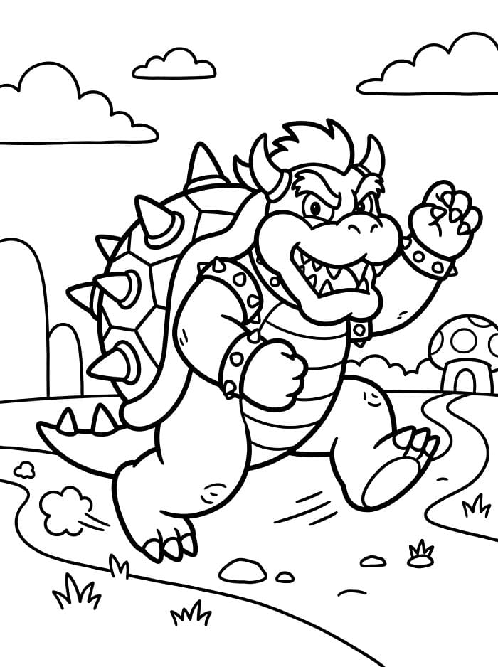 Bowser che corre da colorare