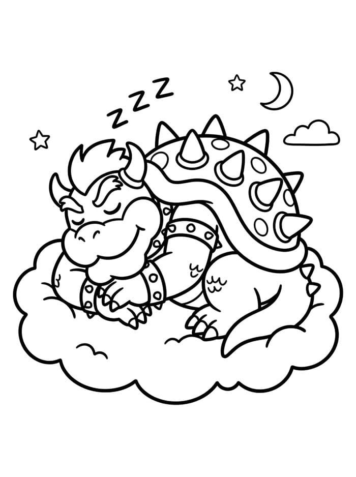 Bowser che dorme da colorare