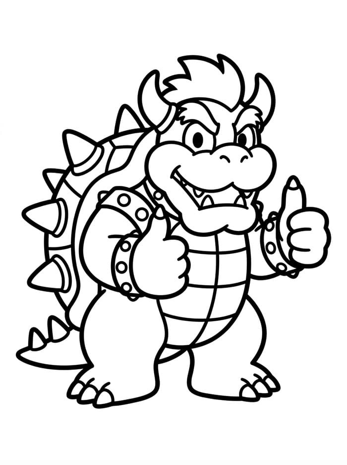 Bowser che fa il segno del pollice in su da colorare