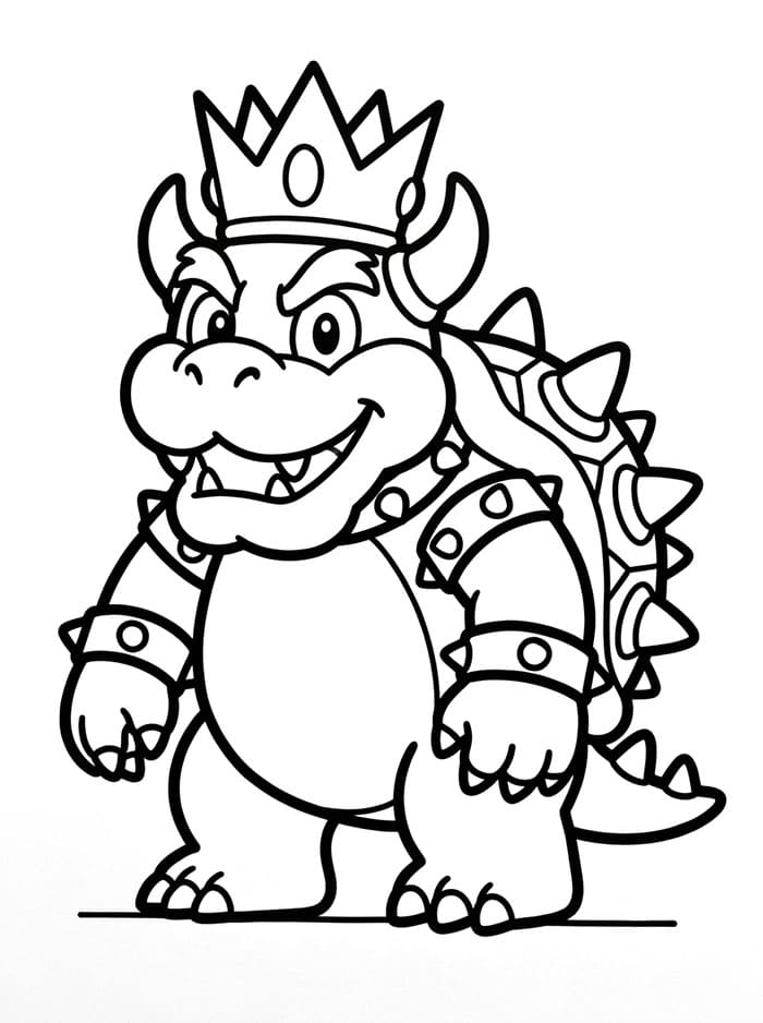 Bowser che indossa la corona da colorare