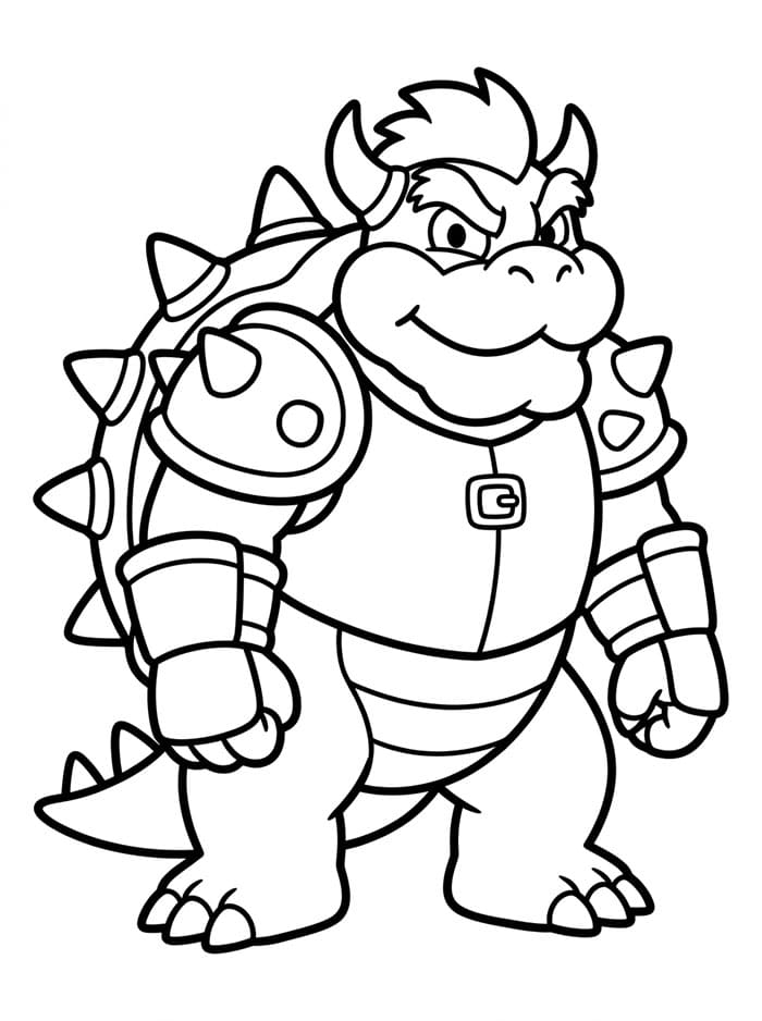 Bowser che indossa l'armatura da colorare