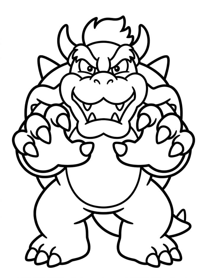 Bowser che mostra gli artigli da colorare
