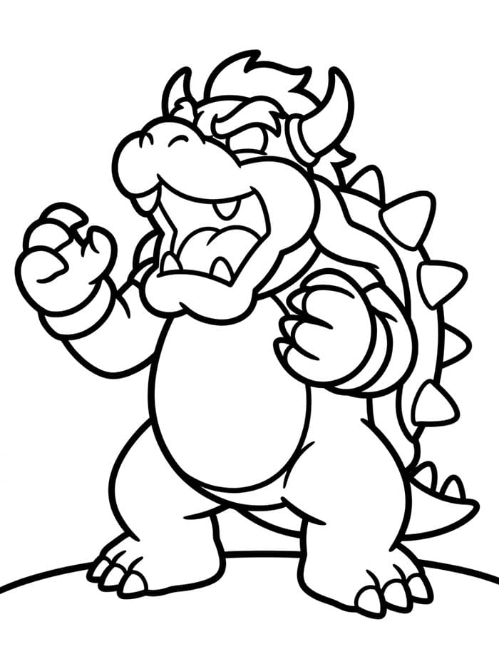 Bowser che ruggisce da colorare
