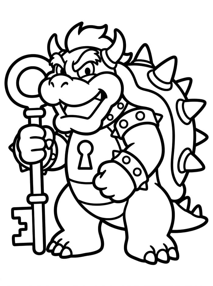 Bowser con la chiave gigante da colorare