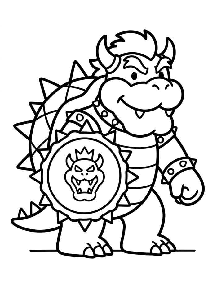 Bowser con lo scudo da colorare