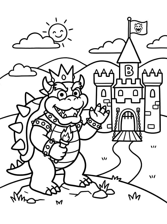 Bowser e il castello da colorare