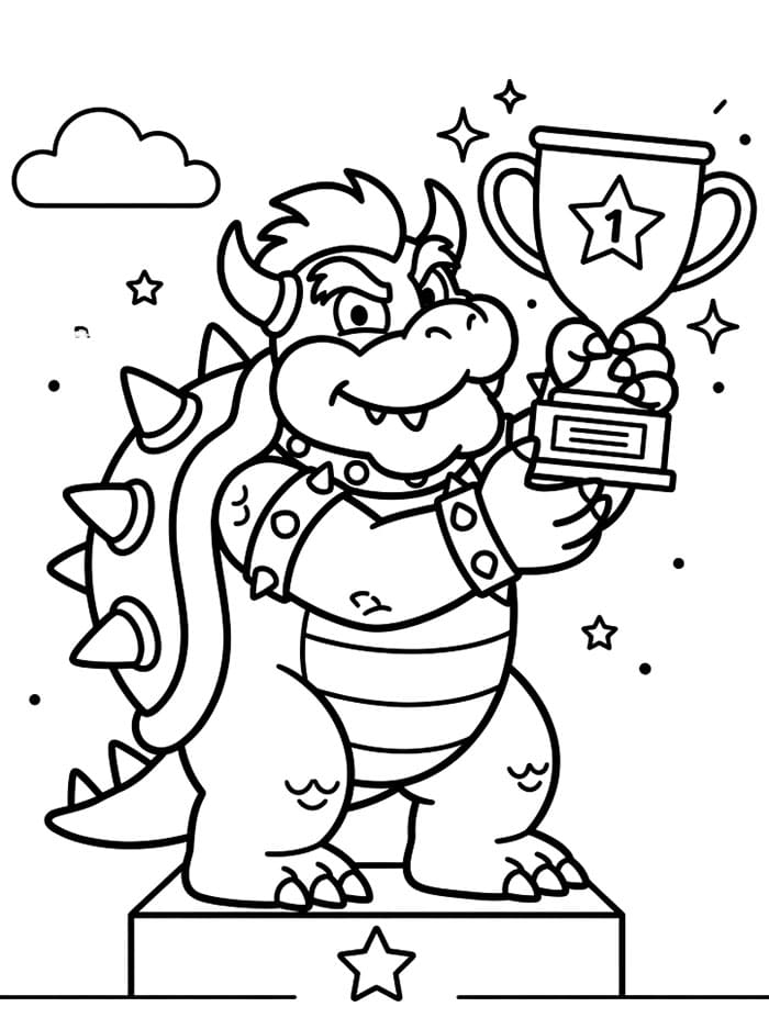 Bowser e il trofeo da colorare