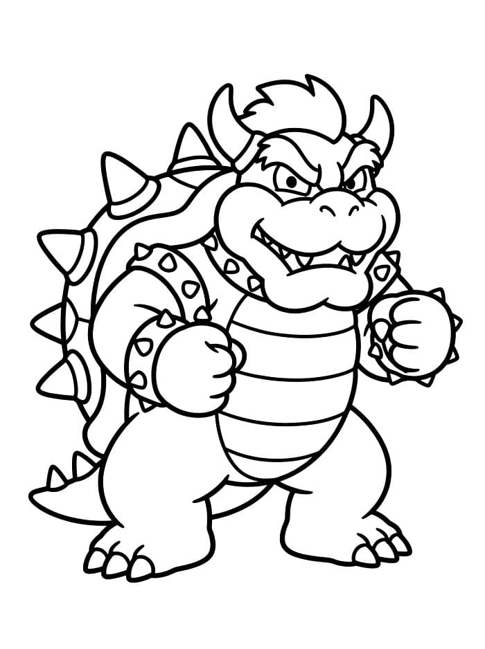 Bowser in piedi con orgoglio da colorare