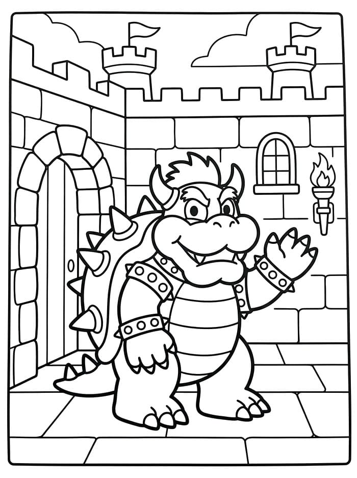 Bowser nel castello da colorare