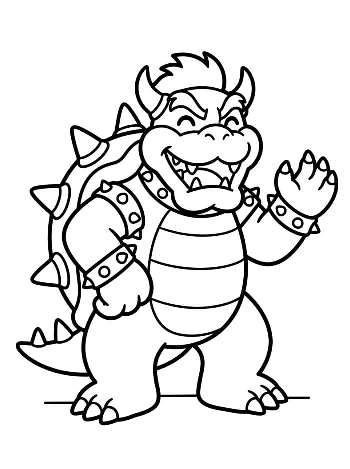 Bowser sorridente e sicuro di sé da colorare