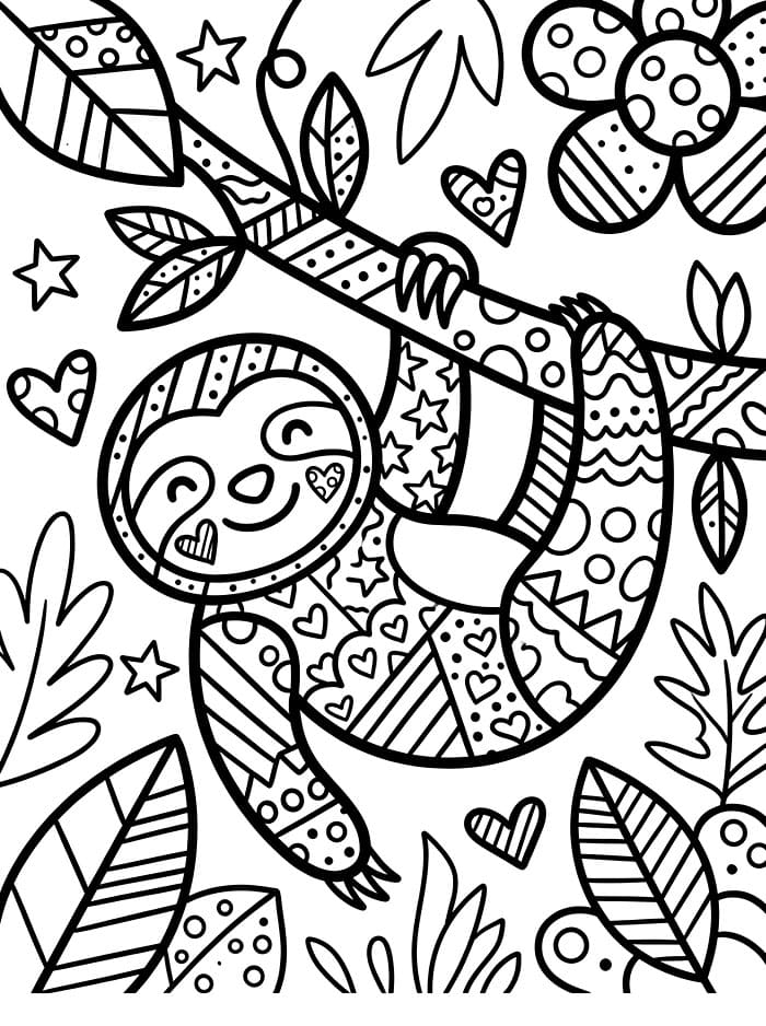 Bradipo nello stile di Romero Britto da colorare