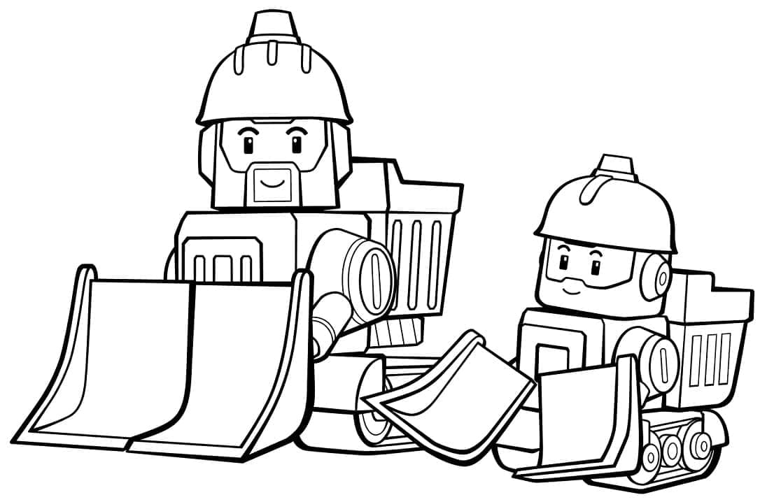 Bruner e Bruny di Robocar Poli da colorare