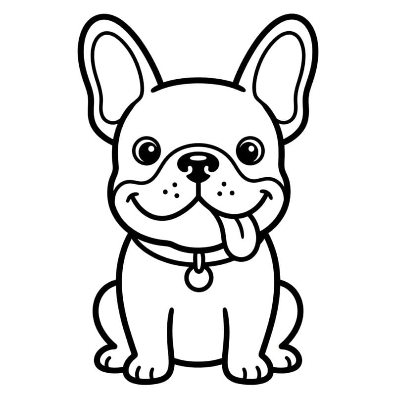 Bulldog francese con la lingua di fuori da colorare