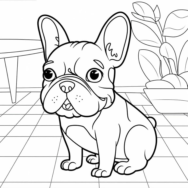 Bulldog francese divertente da colorare