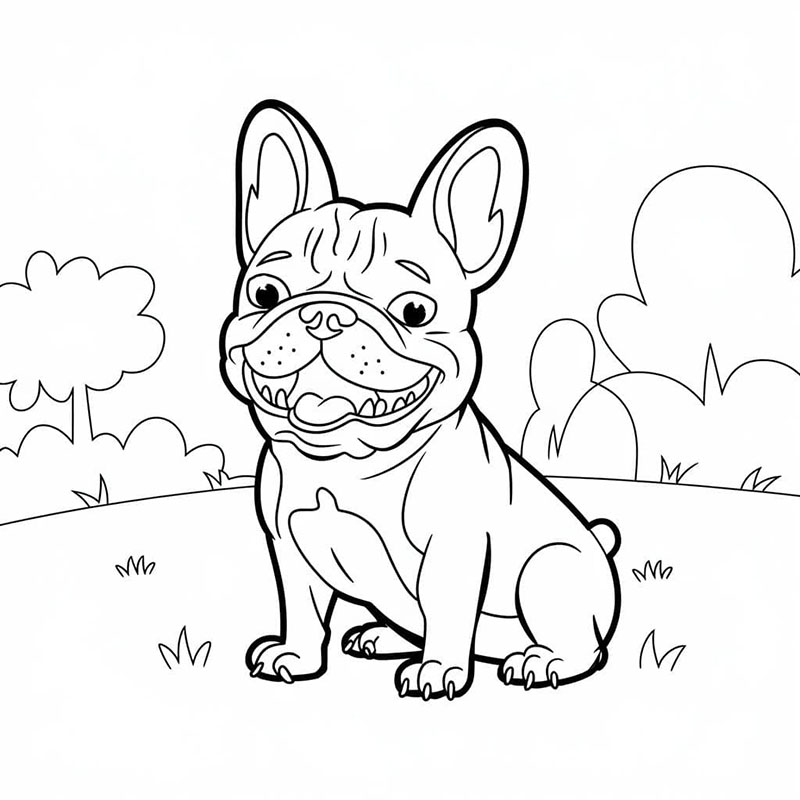 Bulldog francese felice da colorare