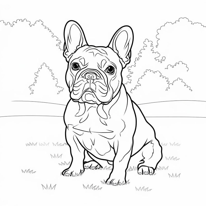 Bulldog francese gratuito da colorare