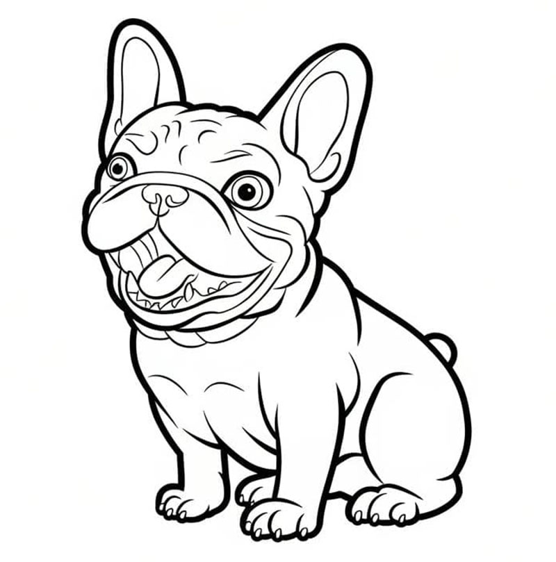 Bulldog francese molto felice da colorare