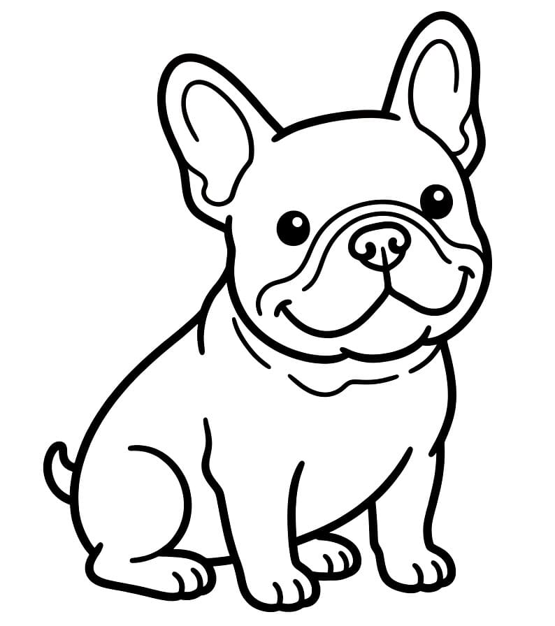 Bulldog francese seduto da colorare