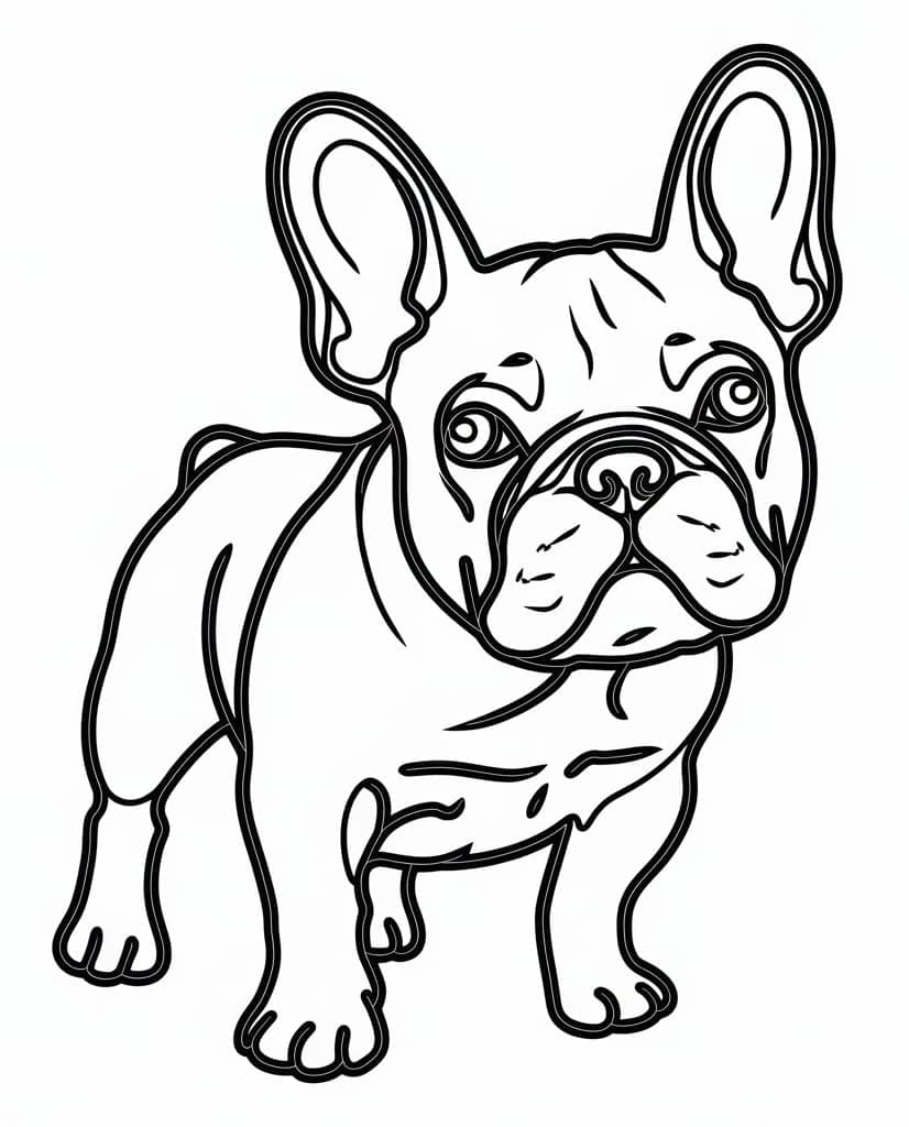 Bulldog francese semplice da colorare