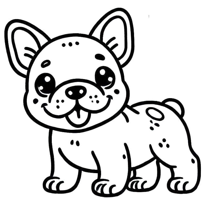 Bulldog francese sorridente da colorare