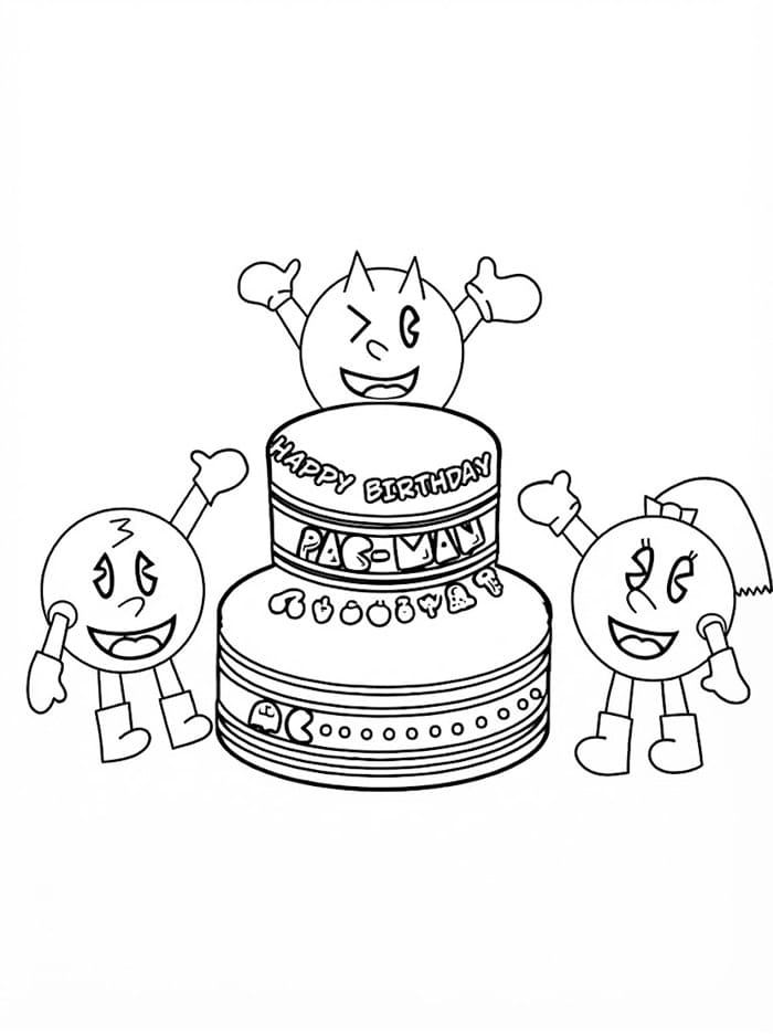Buon compleanno Pac Man da colorare