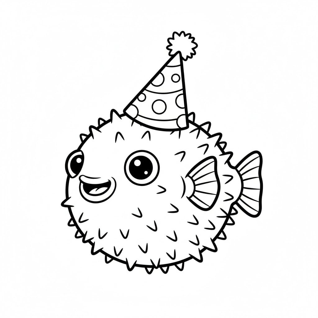 Buon compleanno pesce palla da colorare
