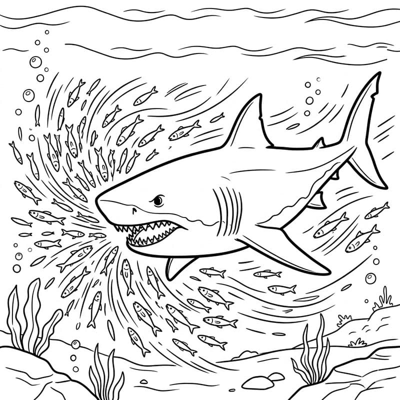 Caccia al Megalodonte da colorare