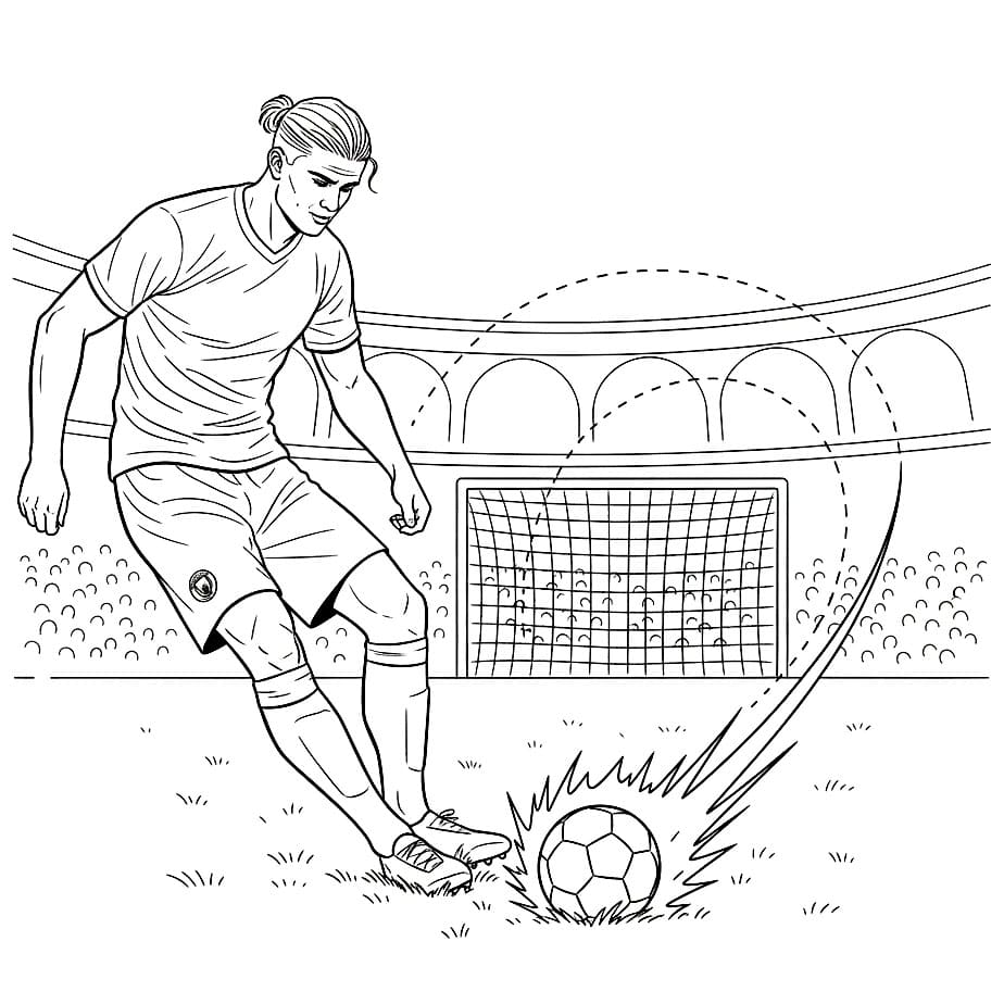 Calcio di punizione di Erling Haaland da colorare