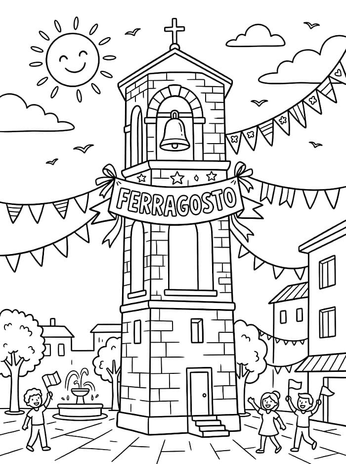 Campanile di Ferragosto da colorare