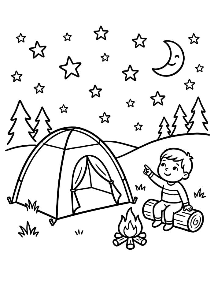 Campeggio Osservando le Stelle da colorare