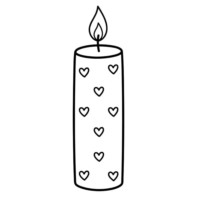 Candela a forma di cuore da colorare