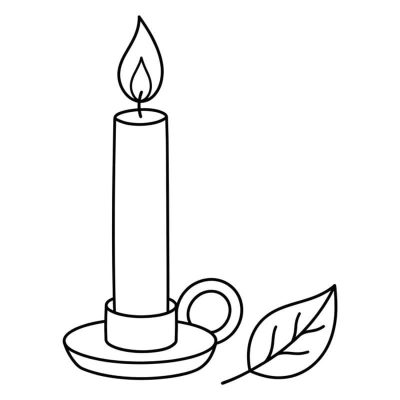 Candela e foglia da colorare