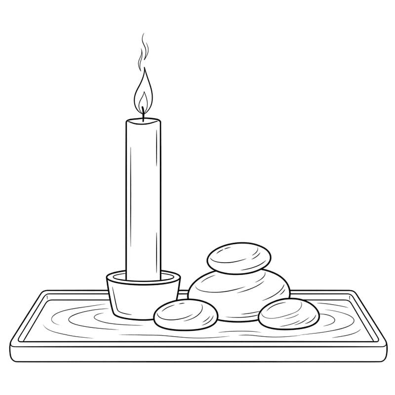 Candela e pietra Zen da colorare