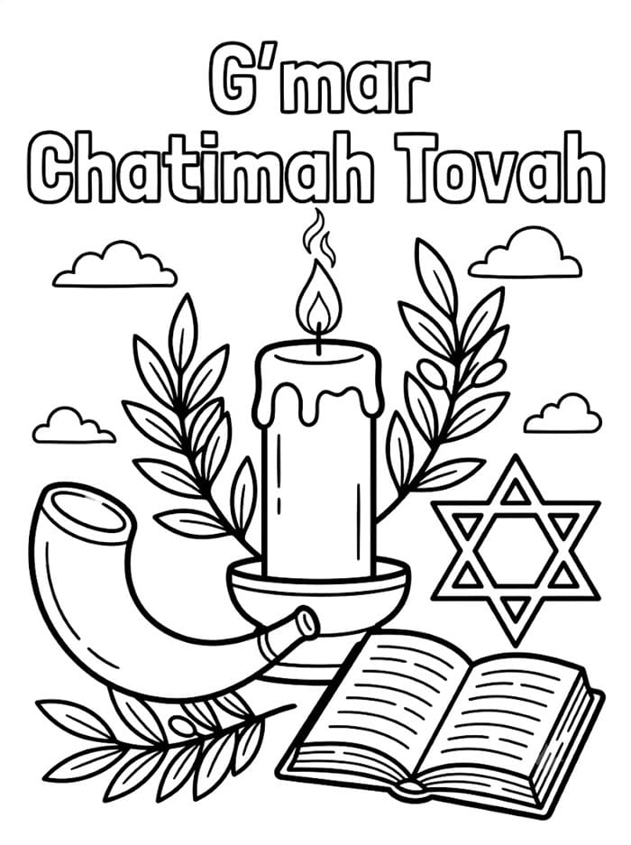 Candela per la preghiera di Yom Kippur da colorare