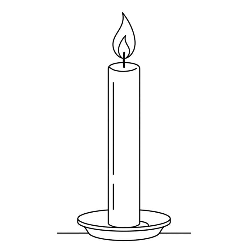 Candela singola semplice da colorare