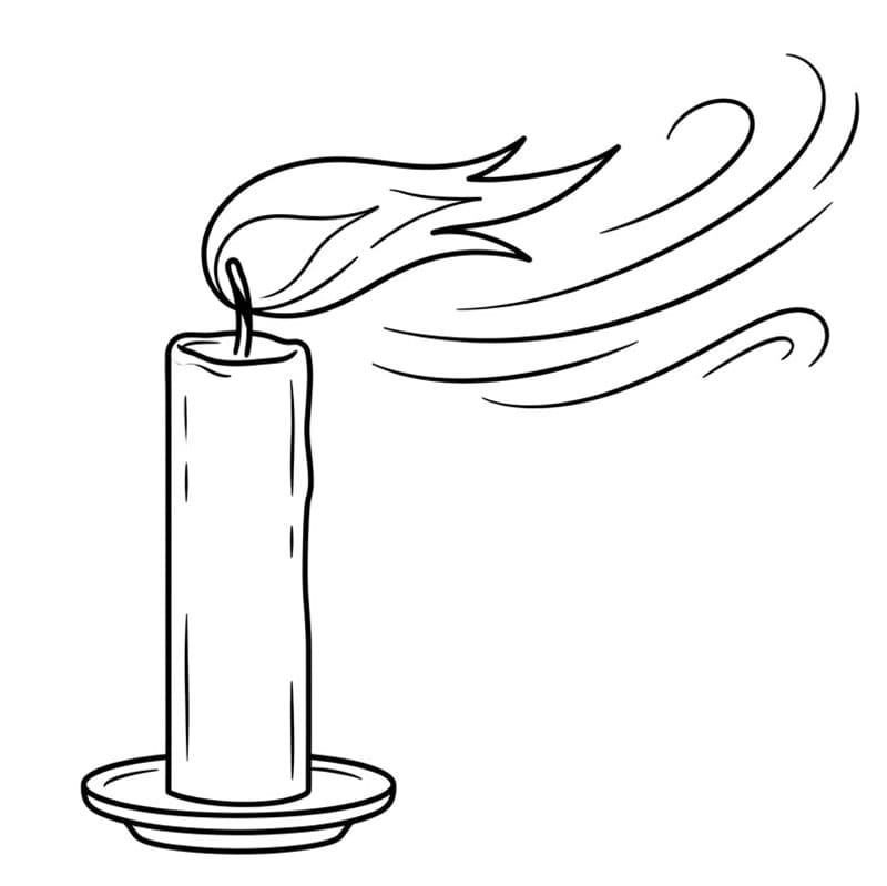 Candela soffiata dal vento da colorare
