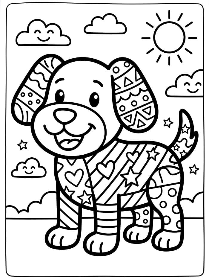 Cane in stile Romero Britto da colorare