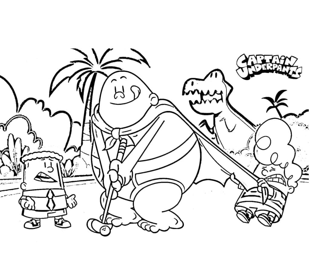 Capitan Mutanda che gioca a golf da colorare