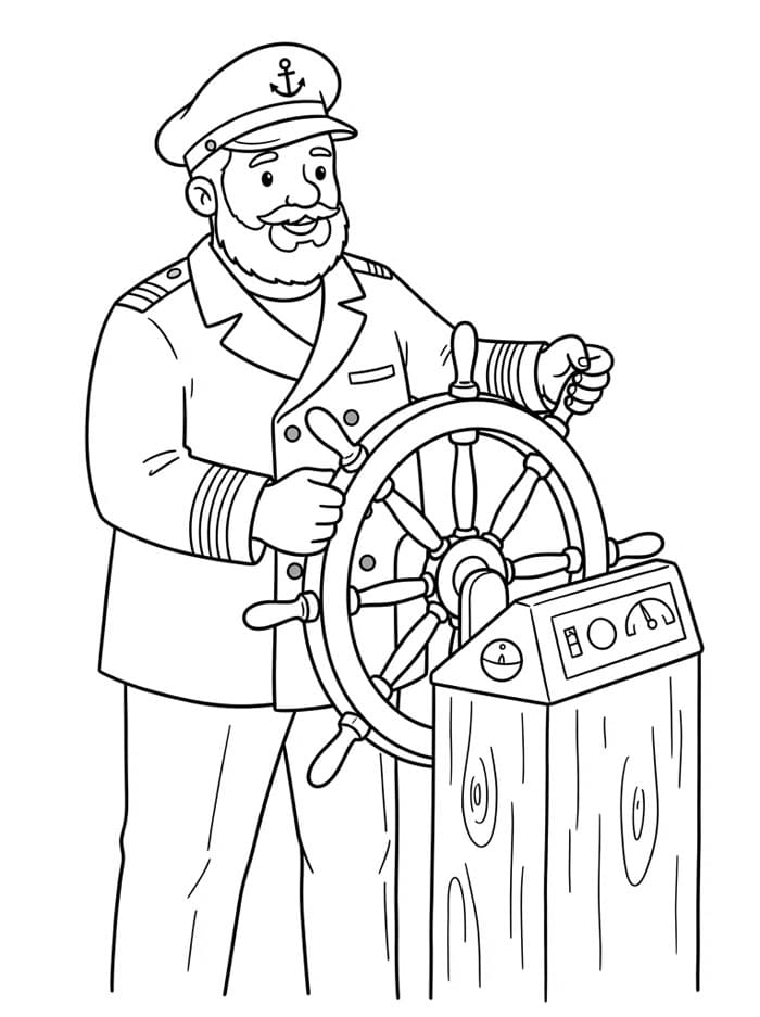 Capitano al timone immagine da colorare