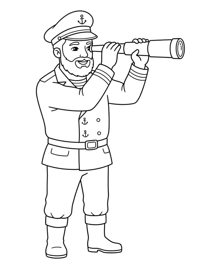 Capitano che osserva da colorare