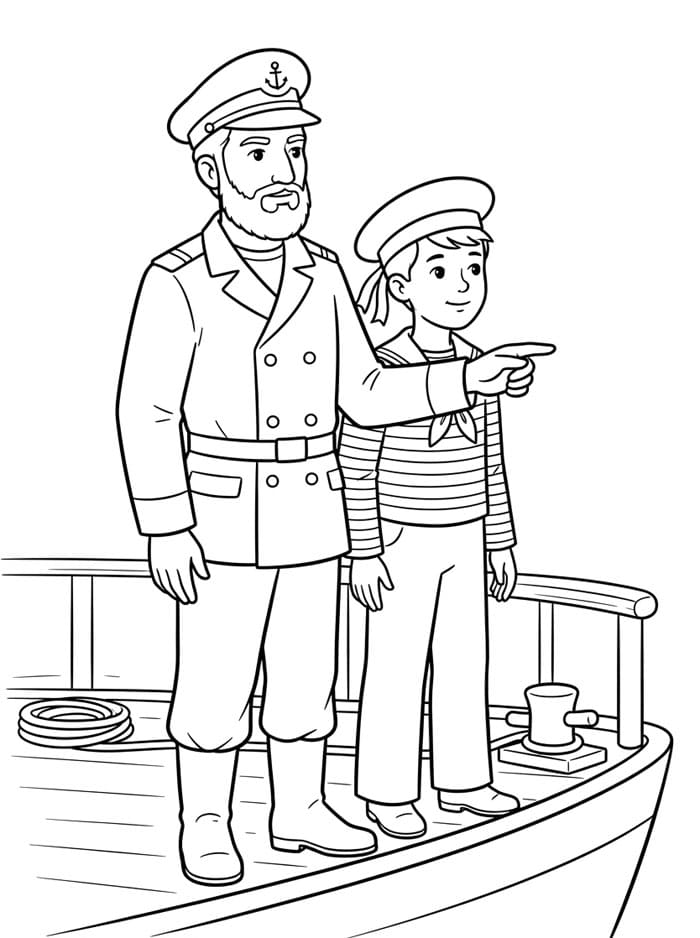 Capitano e marinaio da colorare