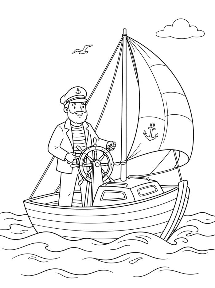 Capitano in navigazione da colorare