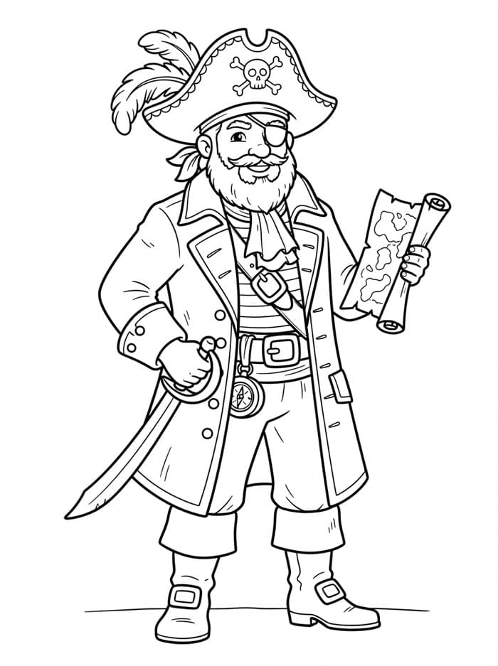 Capitano in stile pirata da colorare