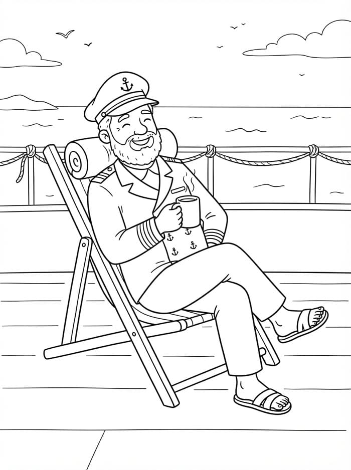 Capitano rilassato da colorare
